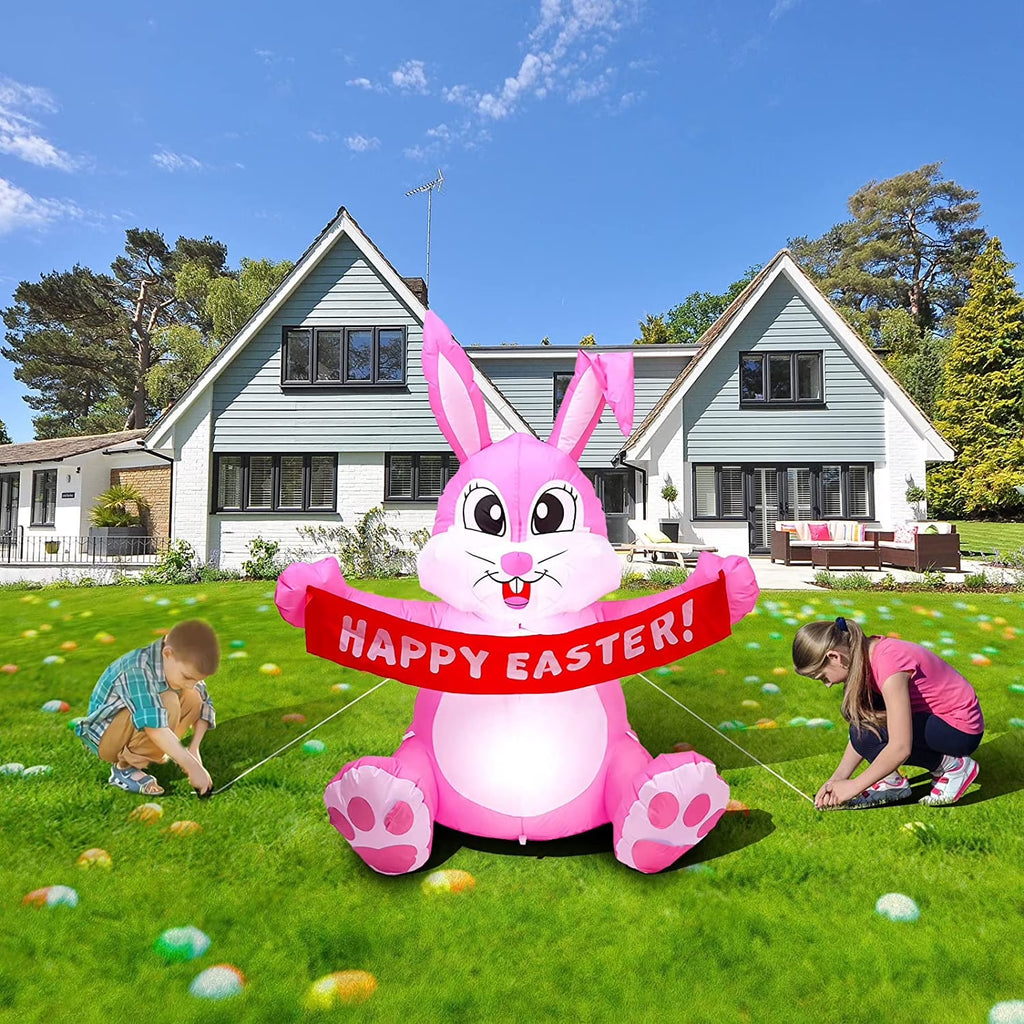 Easter Inflatable Bunny Yard Decorations with LED Lights U566669