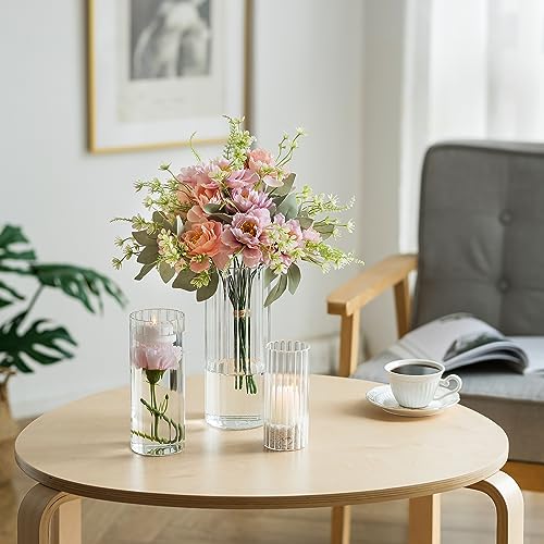 Set of 6 Cylinder Glass Candle Holders Q102638