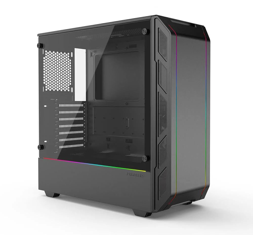 Black Compact EATX Mid-Tower Case with Tempered Glass A985370