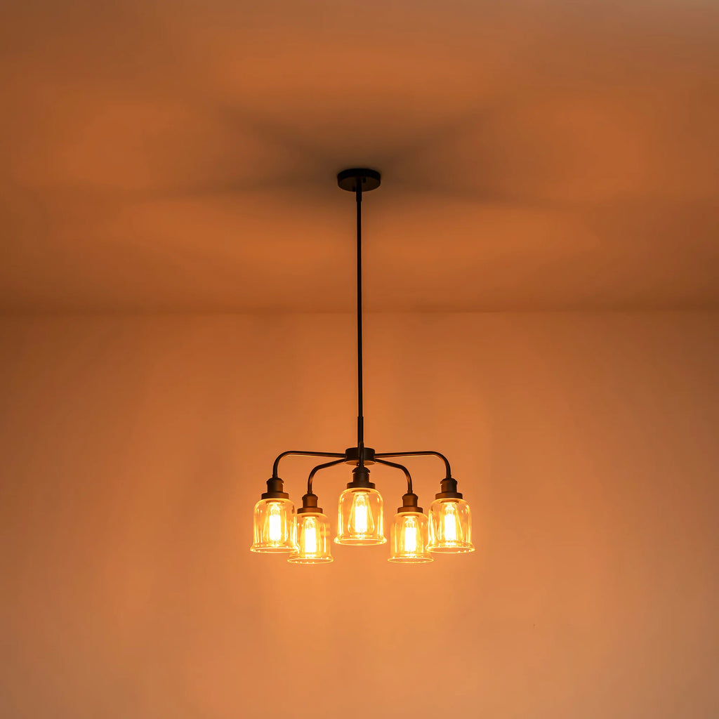 5-Light Dimmable Glass Farmhouse Chandelier T171496
