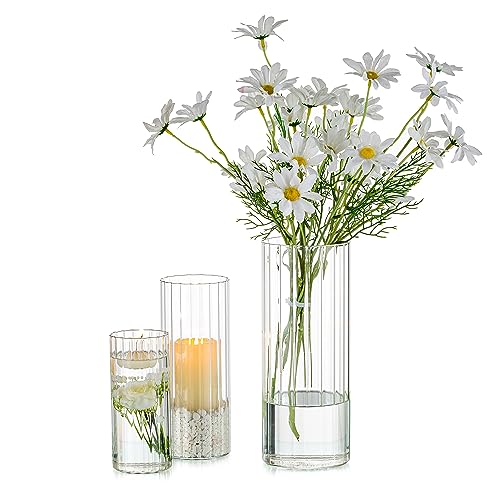 Set of 6 Cylinder Glass Candle Holders Q102638