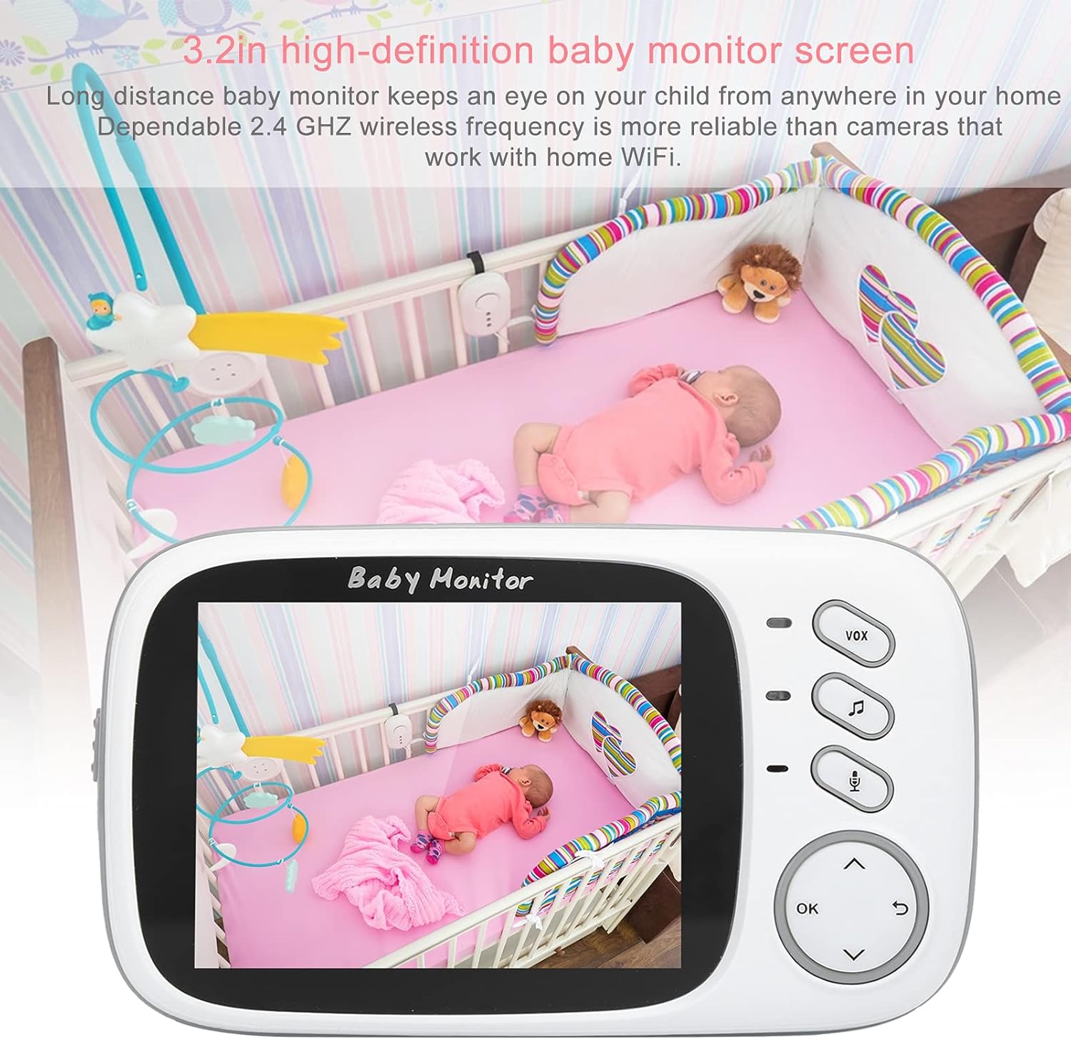 Video Baby Monitor 3.2In Display, 2.4 GHZ Wireless, 2-Way Audio, Night Vision C422