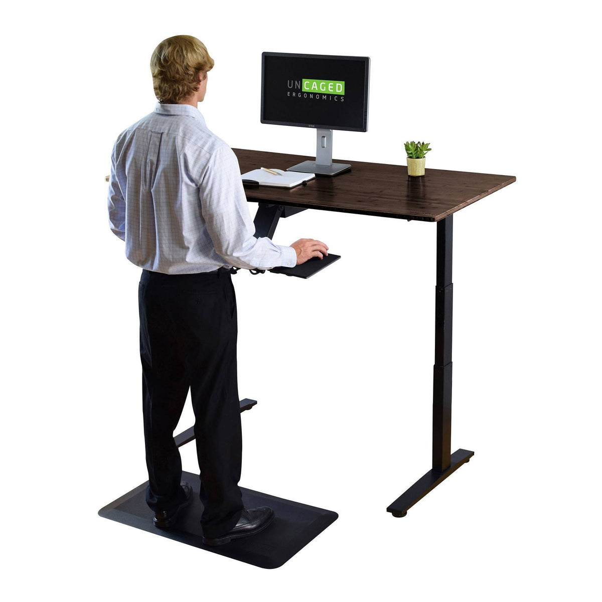 Black Bamboo Electric Adjustable Height Standing Desk M362472