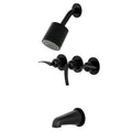 Three Handle Tub and Shower Faucet Matte Black M8047