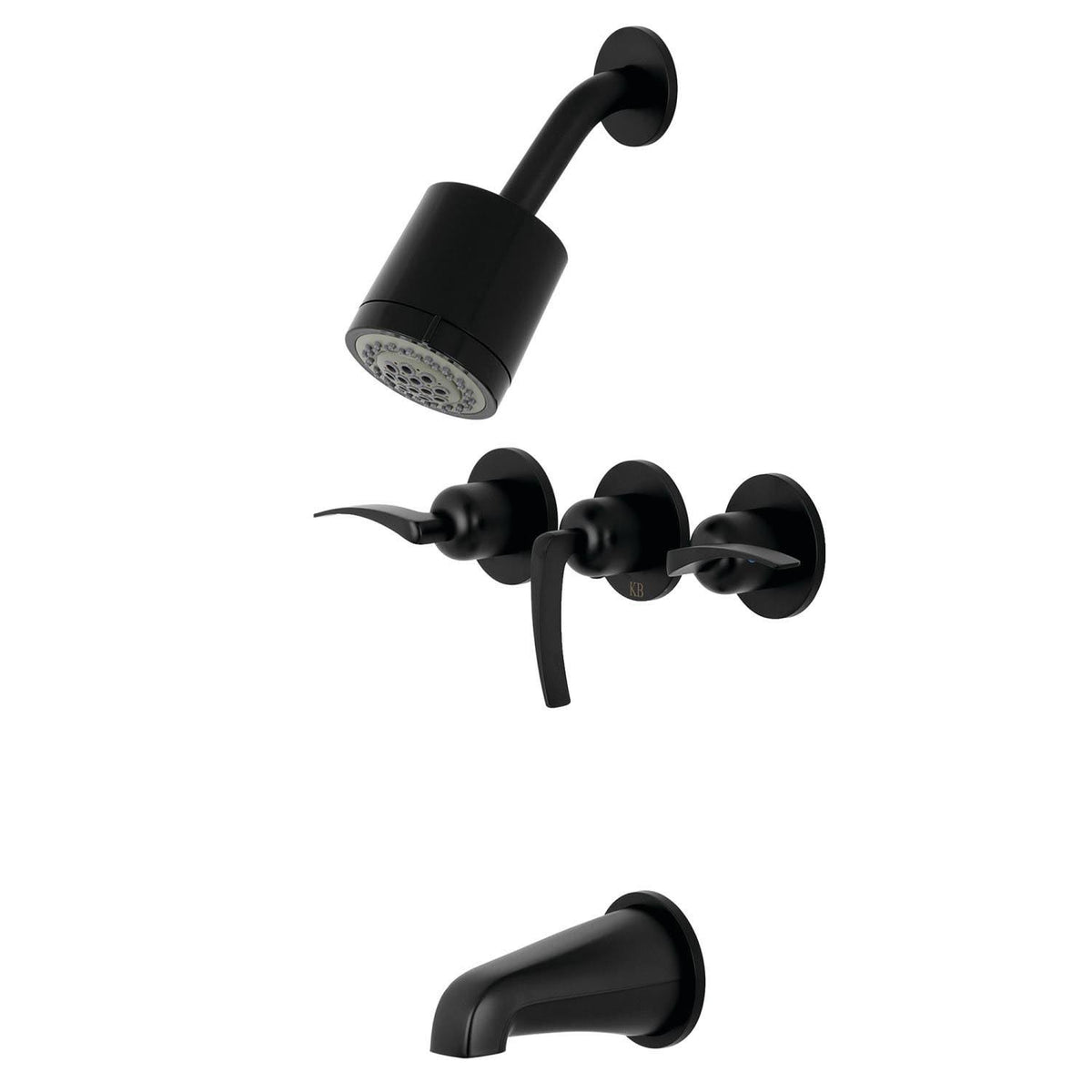 Three Handle Tub and Shower Faucet Matte Black M8047