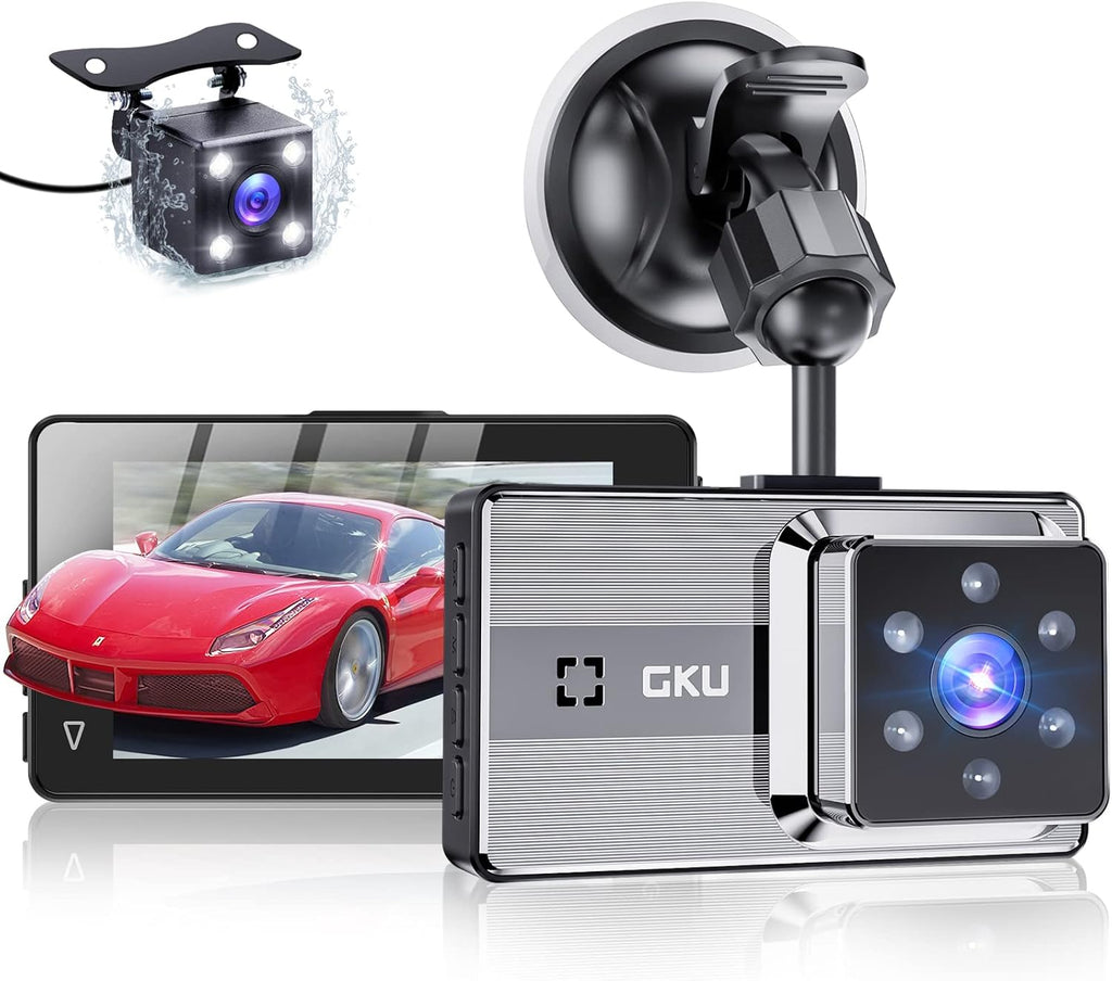 Dash Cam Front and Rear Full HD Dual 1080P 170° Wide Angle Car Camera with Night Vision, Parking Monitor, Motion Detection, Loop Recording Pack of 2 Q7924
