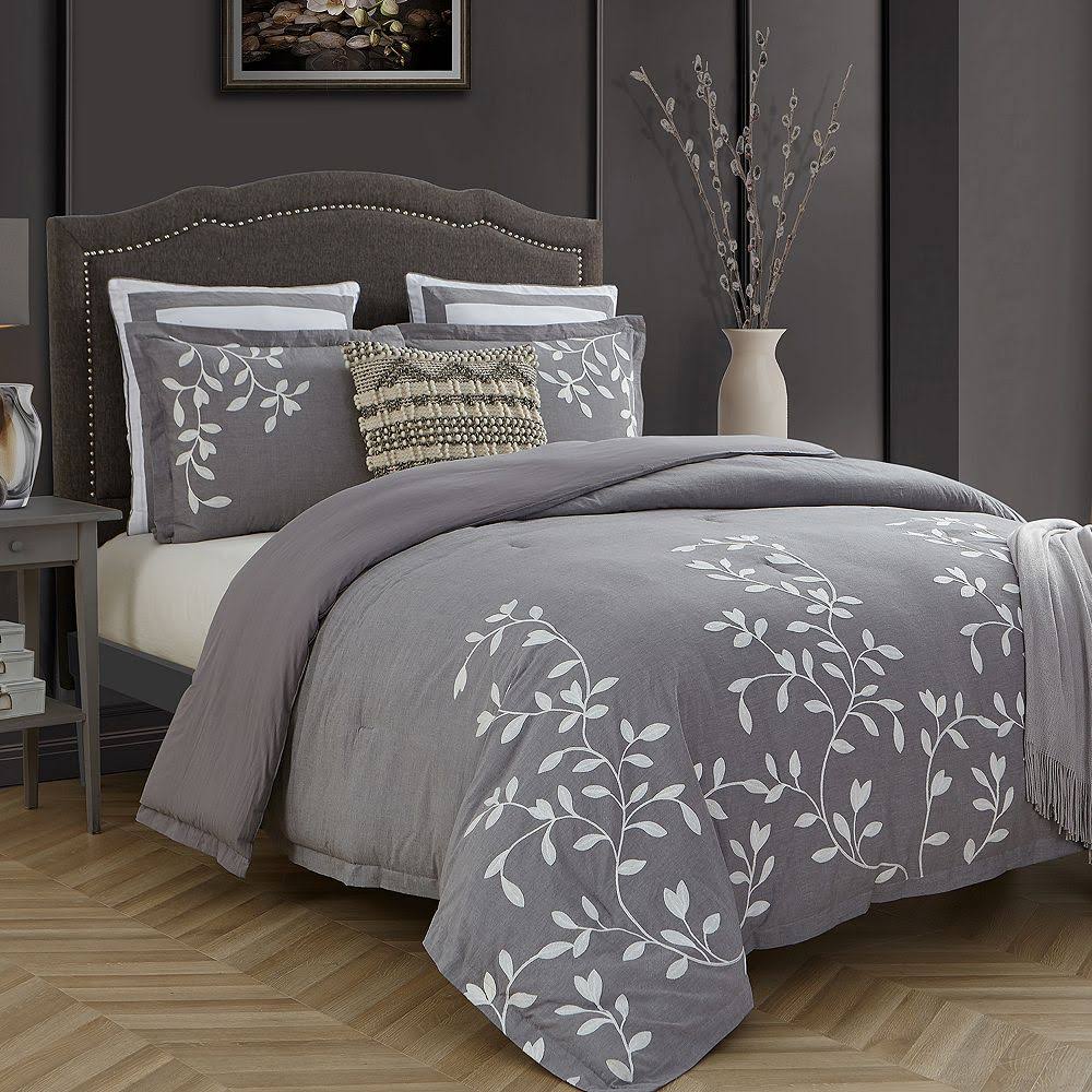Grey Chambray Cotton Comforter Set K124