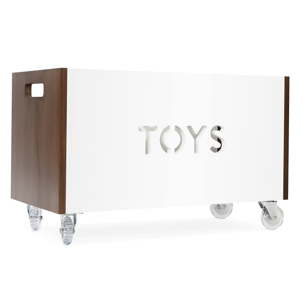 Walnut / Red Toy Box Chest on Casters K555260
