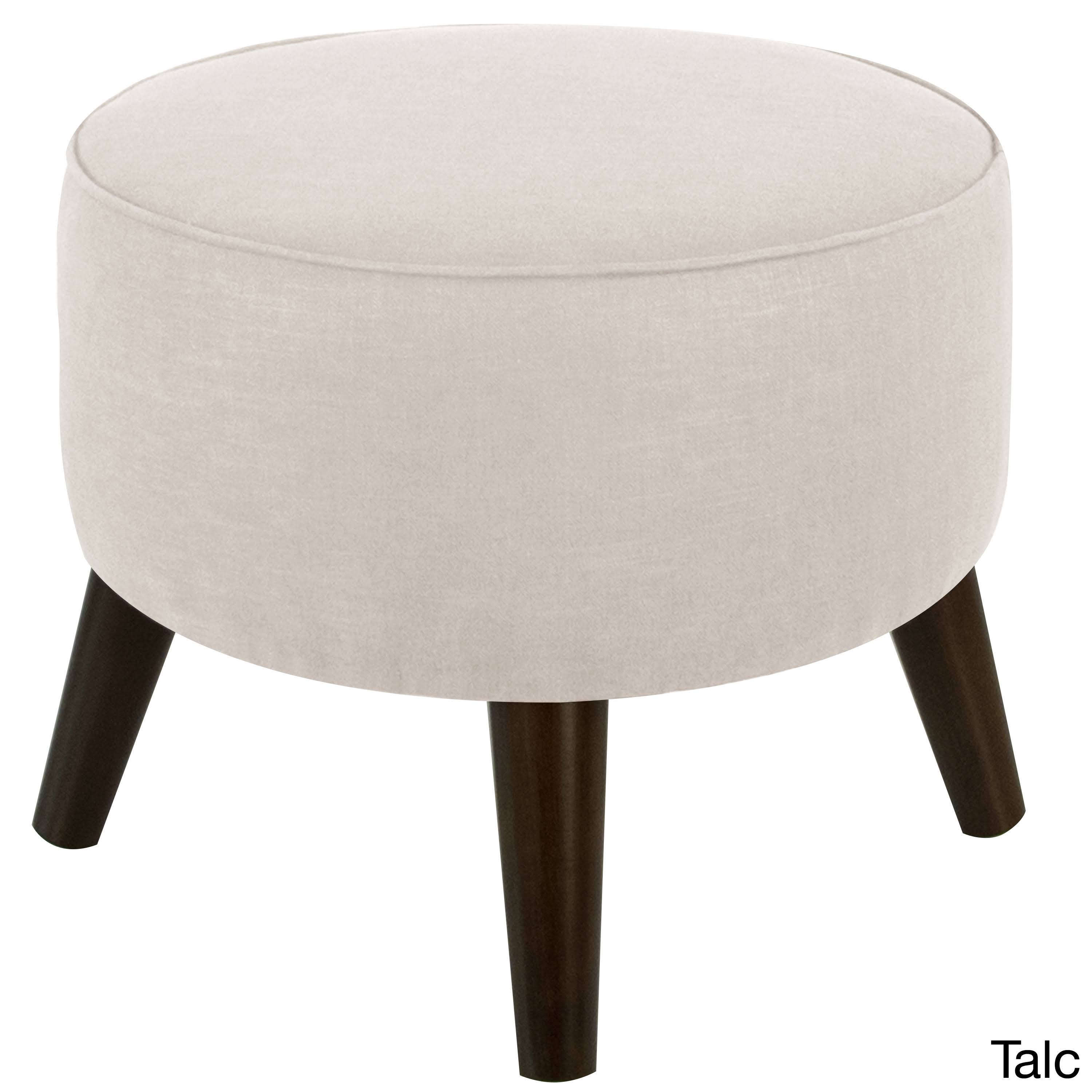 Black Linen Round Ottoman A4698