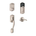 Satin Nickel Smart Deadbolt and Handleset with Accent Lever with Trim B241043