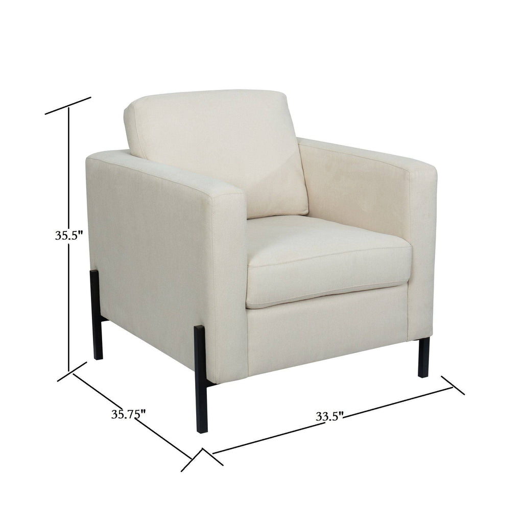 Creamy White Armchair with Black Metal Leg I620907