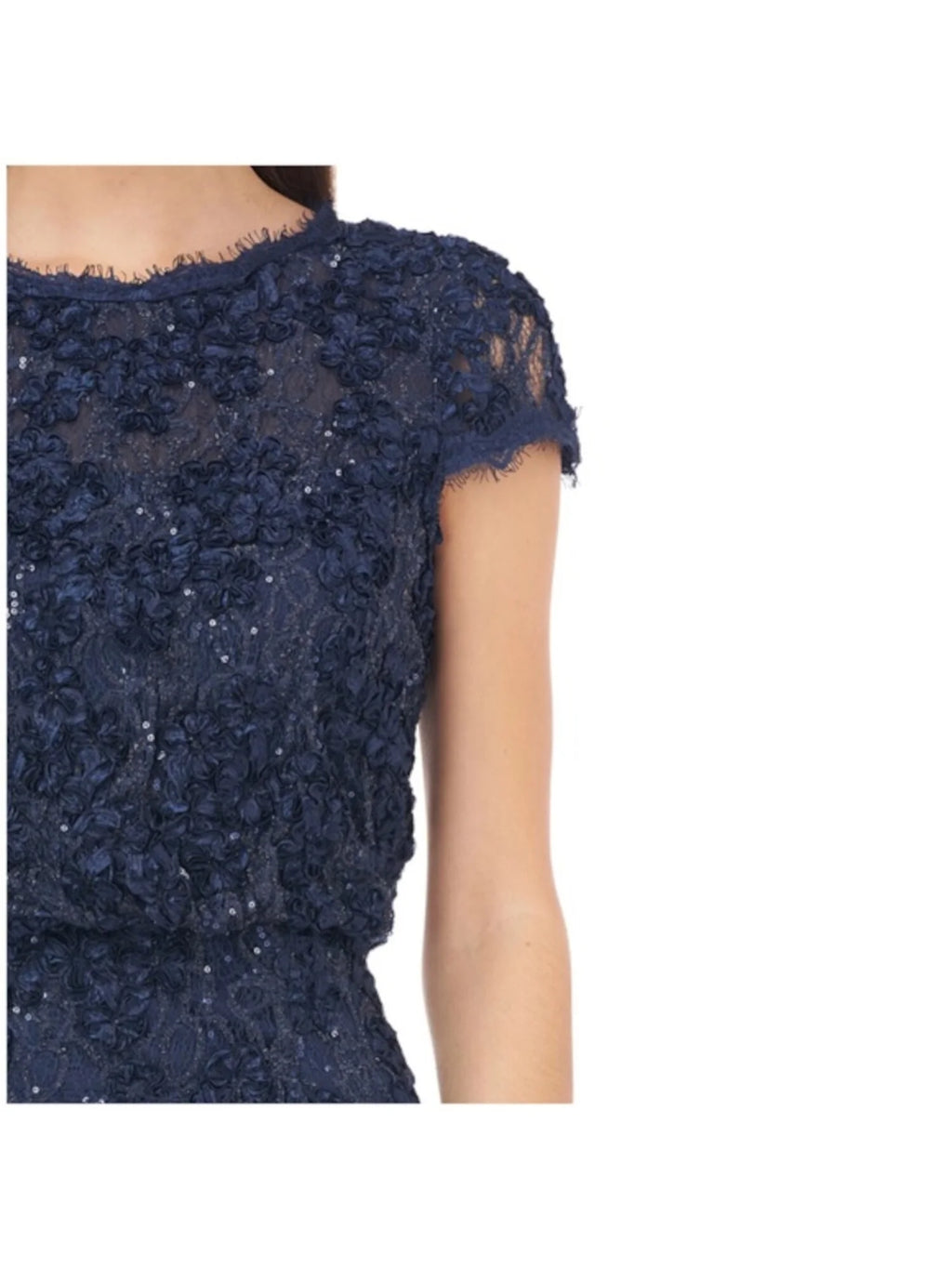 Navy Lace Zippered Soutache Embroidered Gown Maxi Dress Z552884