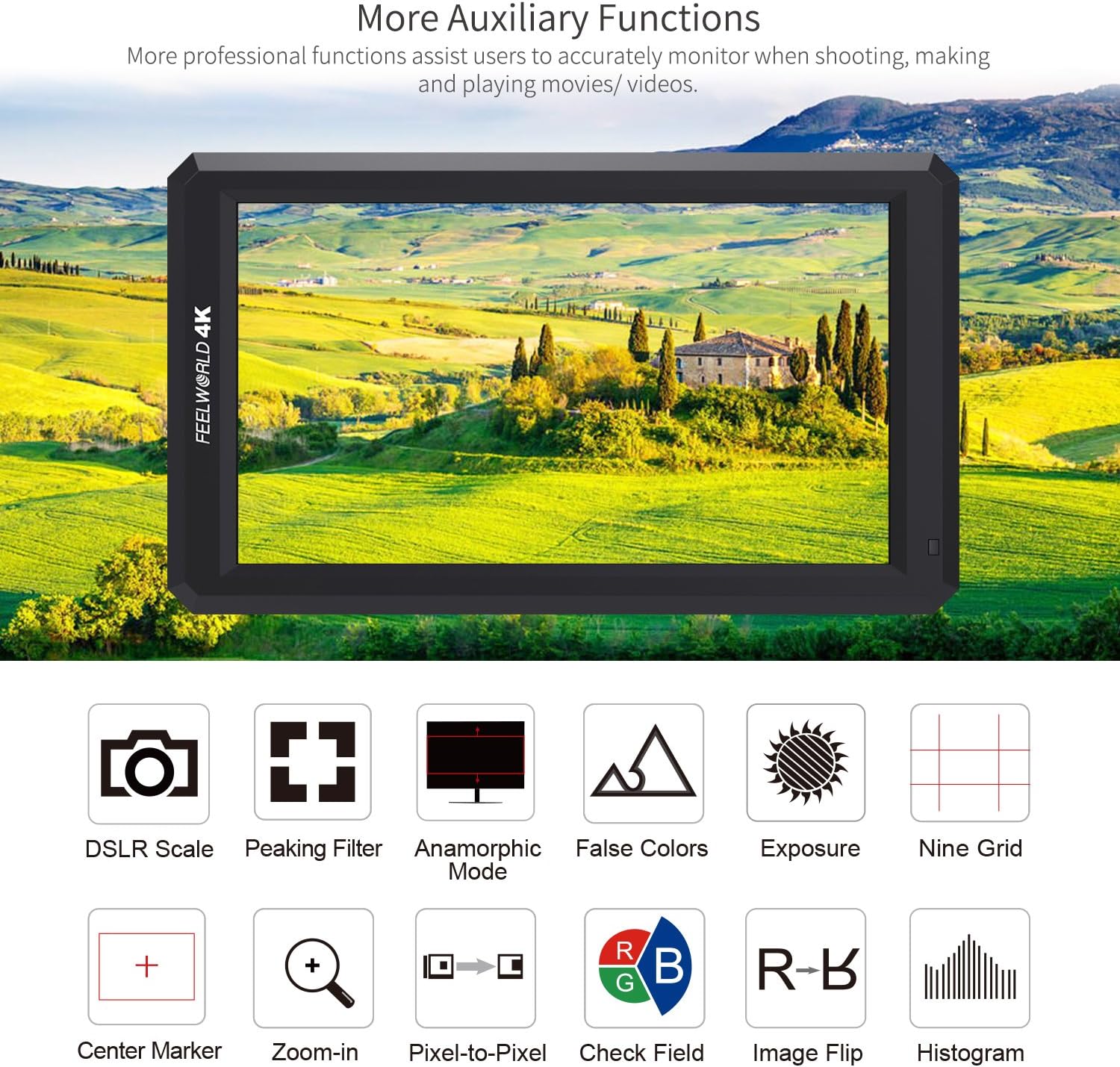 5.7Inch FHD IPS On Camera 4K HDMI Monitor with Swivel Arm K565