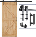 6.6 FT Heavy Duty Sliding Barn Door Hardware Kit, Black, Pack of 2 E480884