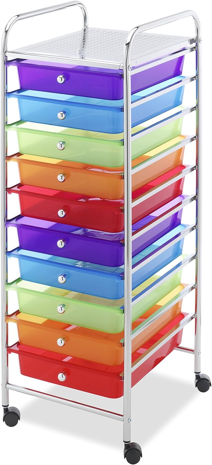 10 Drawer Chrome Rolling Craft Organizer Cart R592895