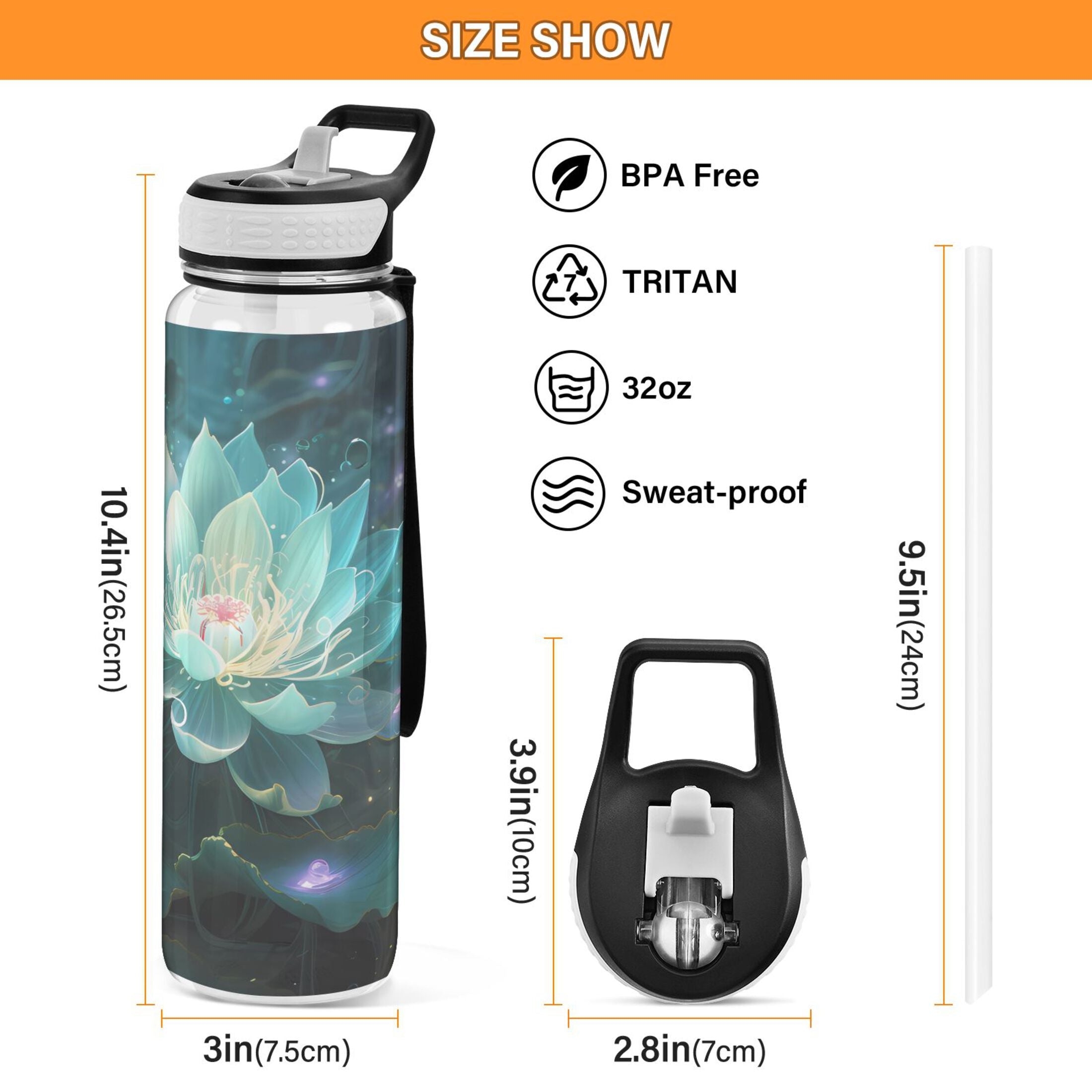 Clear 32oz Tritan Water Bottle with Straw X364577