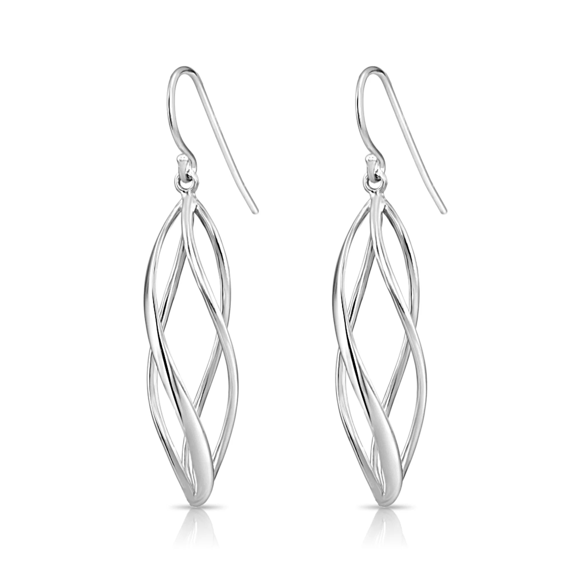 .925 Sterling Silver Linear Swirl Dangle Earrings A2289