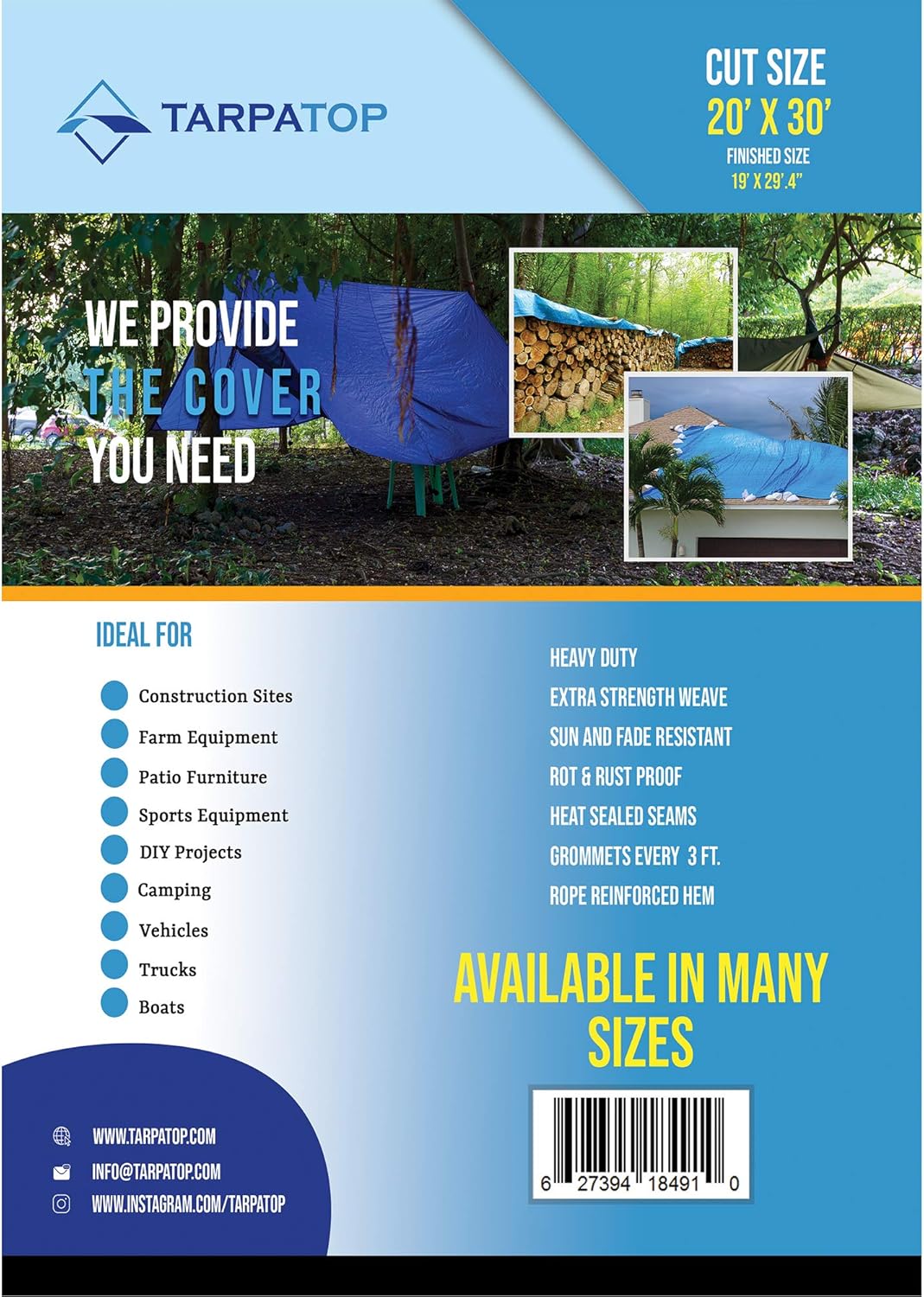 Blue Waterproof Poly Tarp K207