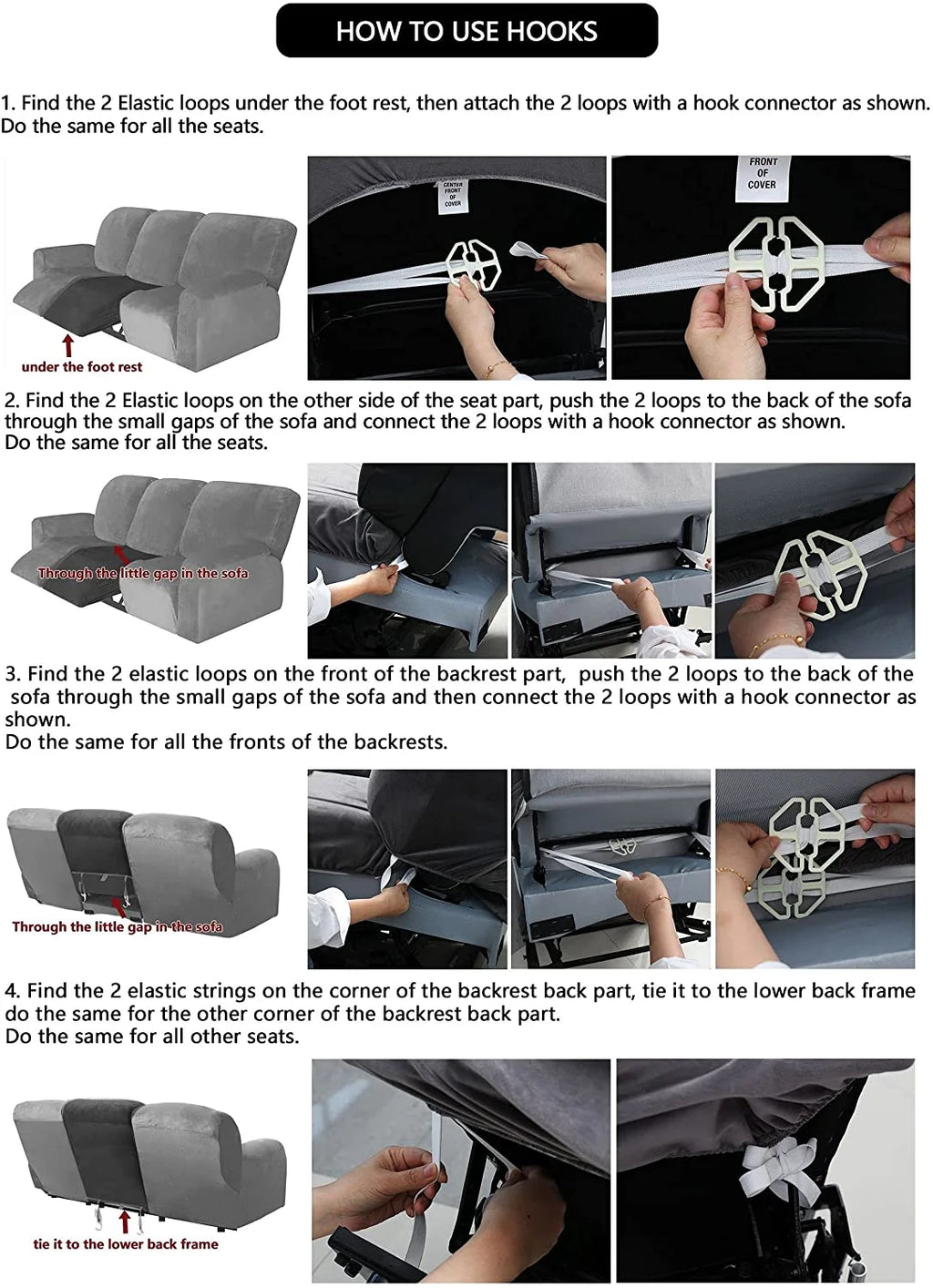 Velvet Sofa Cover 3-Seater Set of 8 A1050