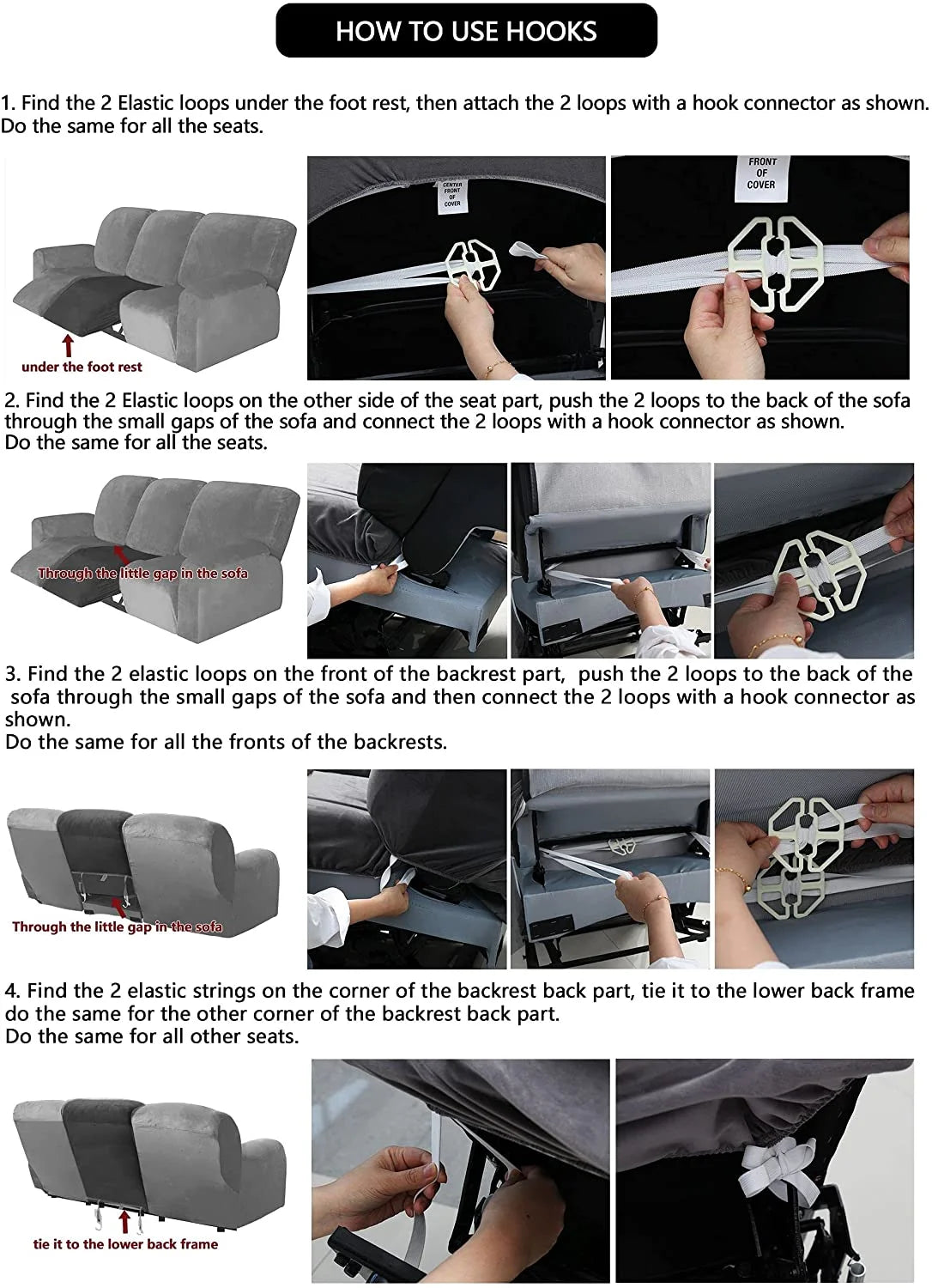 Velvet Sofa Cover 3-Seater Set of 8 A1050