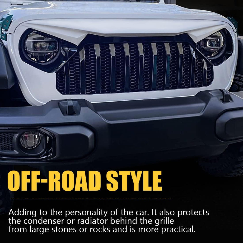 White Black Front Grill Cover with Mesh for Jeep Wrangler P28776
