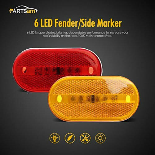 Rectangle Reflectors Lens Pair with Lights Trailer RV Camper Accessories Q645