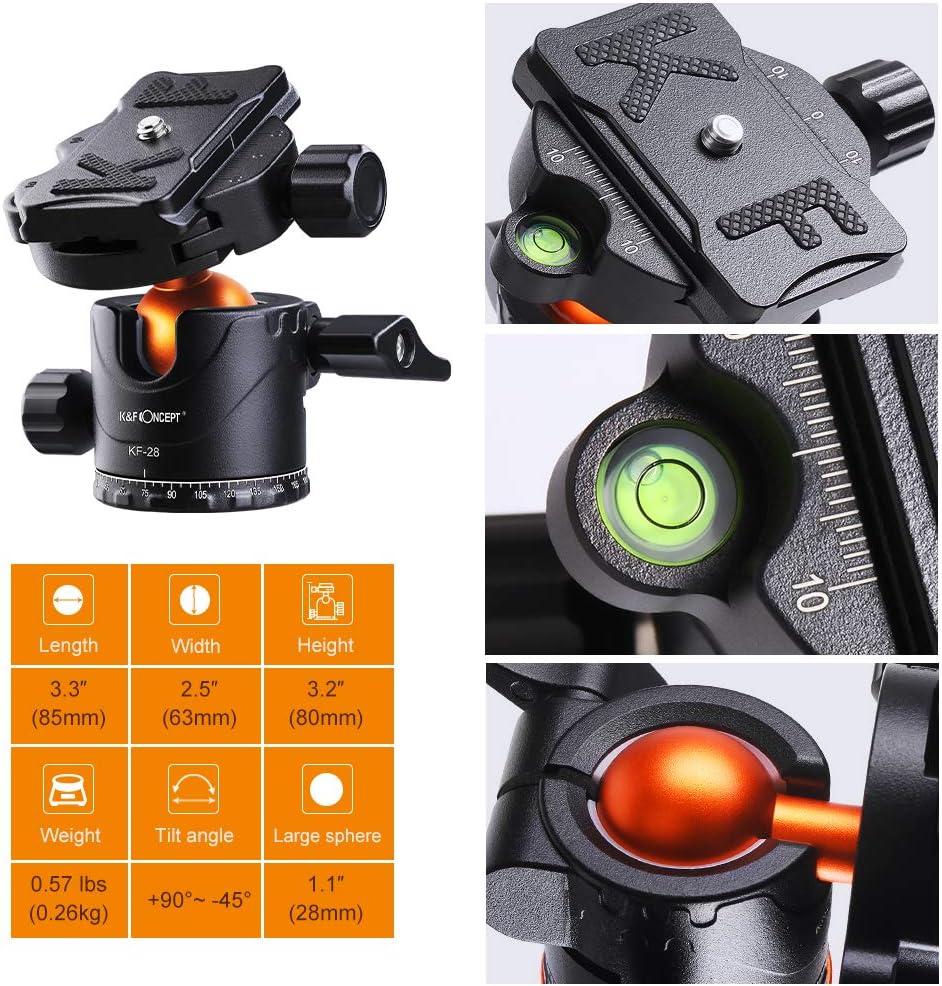 62'' Aluminum Camera Tripod with Detachable Monopod K53968