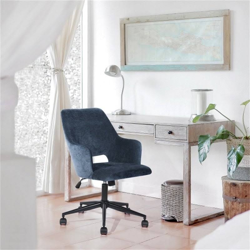 Dark Blue Fabric Upholstered Swivel Task Chair U2275