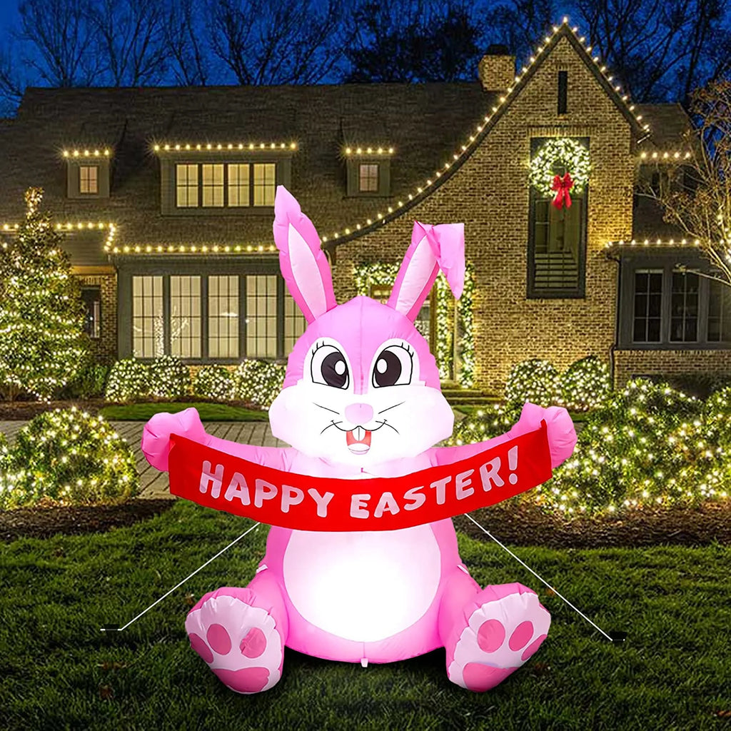 Easter Inflatable Bunny Yard Decorations with LED Lights U566669