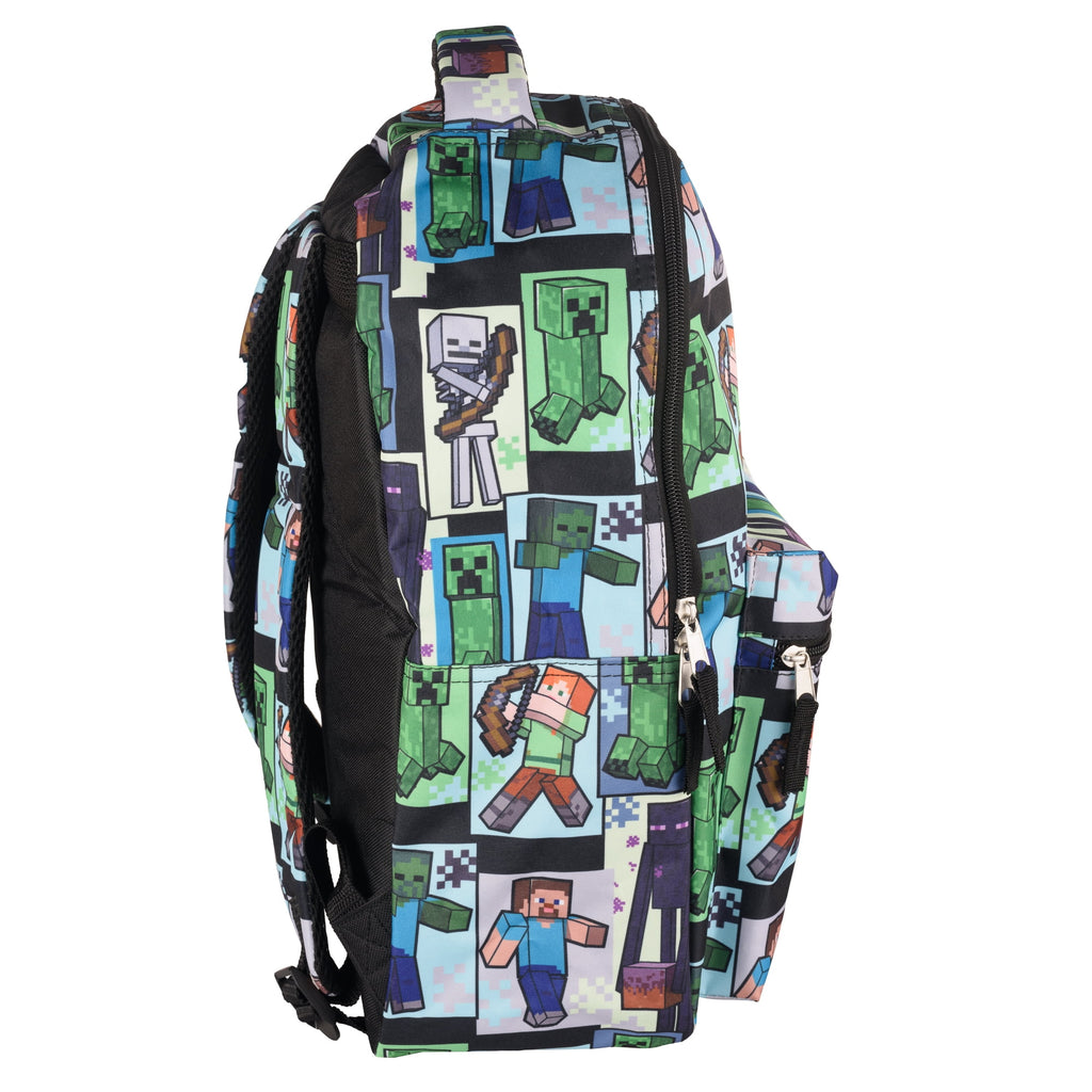 Minecraft Backpack with Front Zip Pocket, Adjustable Padded Mesh Straps, 16 Inches E417187