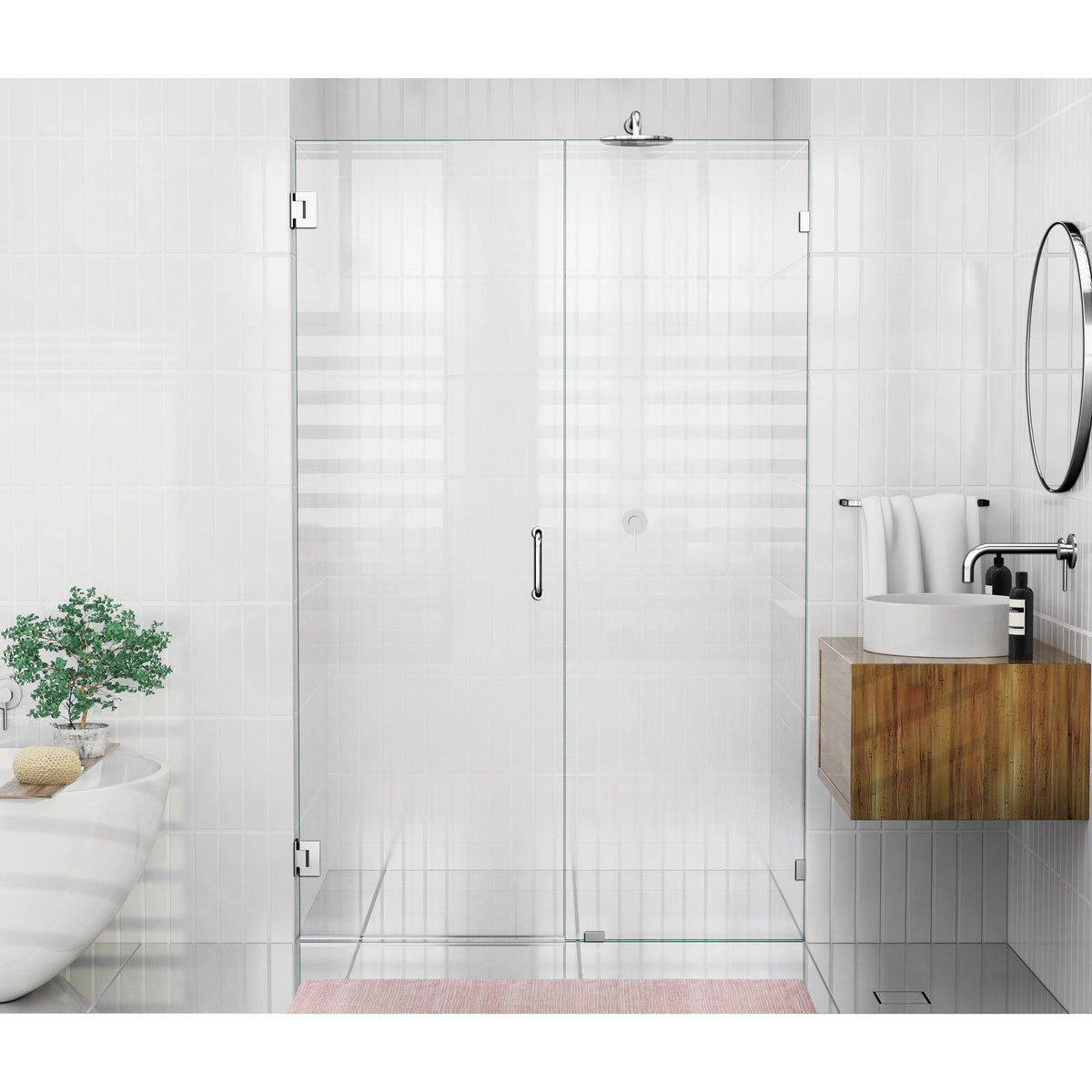 Chrome Hinged Frameless Shower Door Y3379