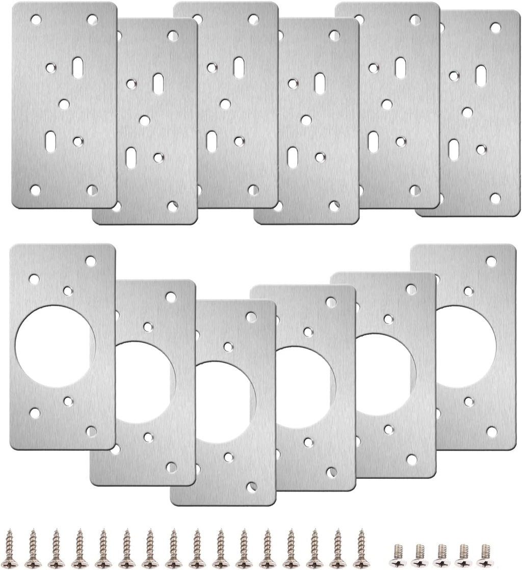 12-Pack Stainless Steel Cabinet Hinge Repair Kit with Mounting Screws A5175
