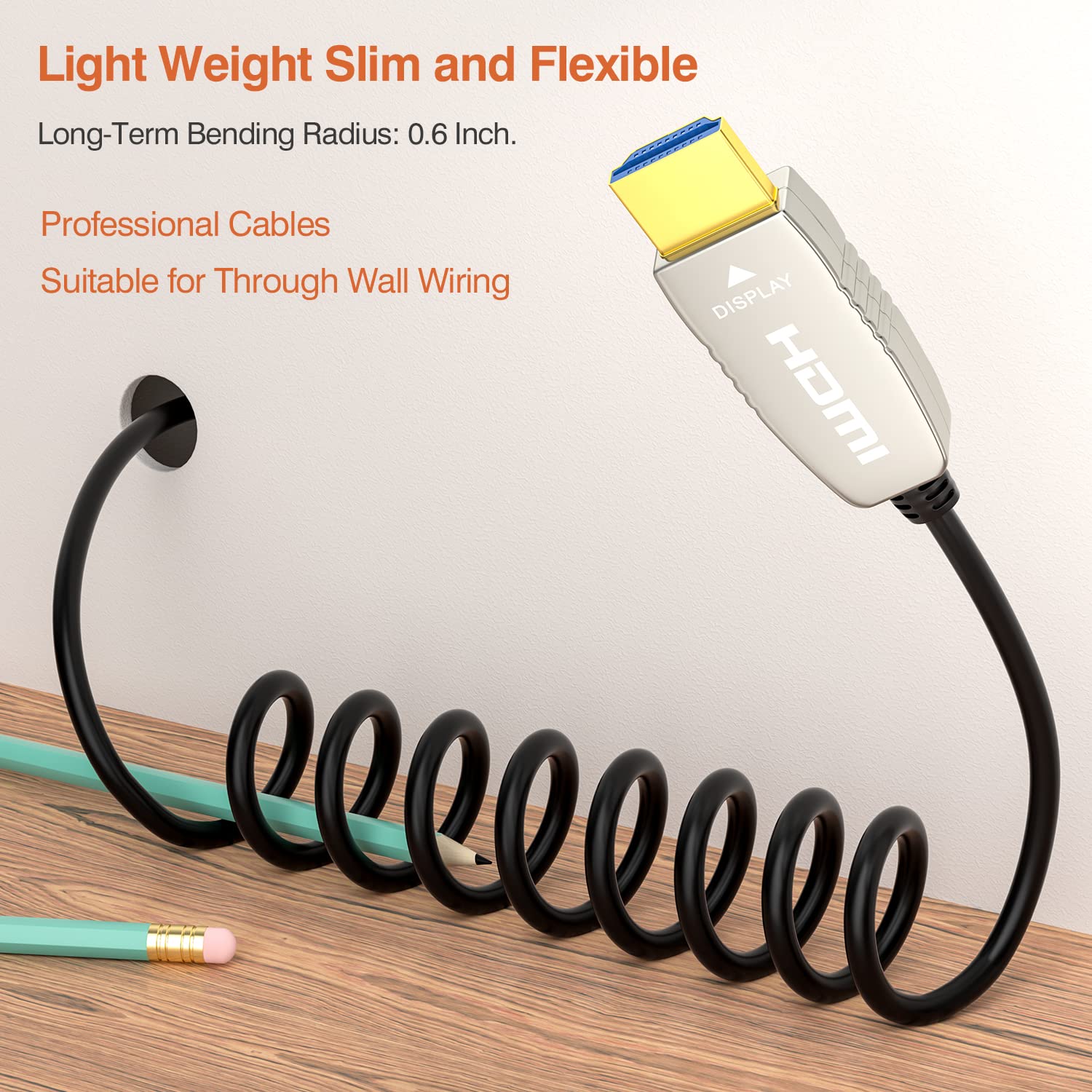 HDMI Fiber Optic Cable 20 feet 4K60HDR HDMI2.0b D89755