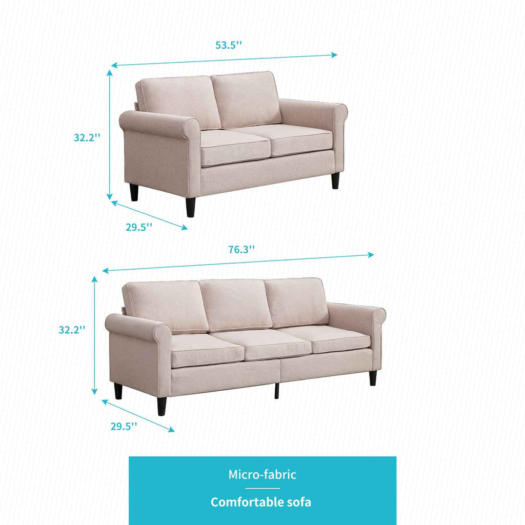 Linen Upholstered 3-Seater Sleeper Sofa with Cushion Q2808