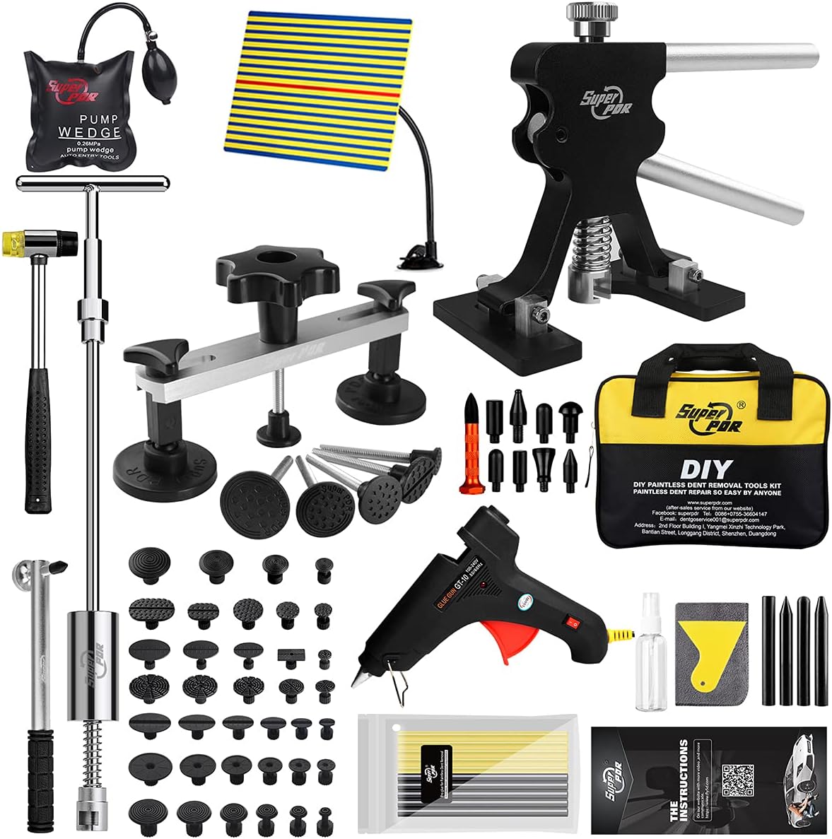 Paintless Dent Repair Kit with Bridge Dent Puller and Black Dent Lifter, Pack of 2 E685