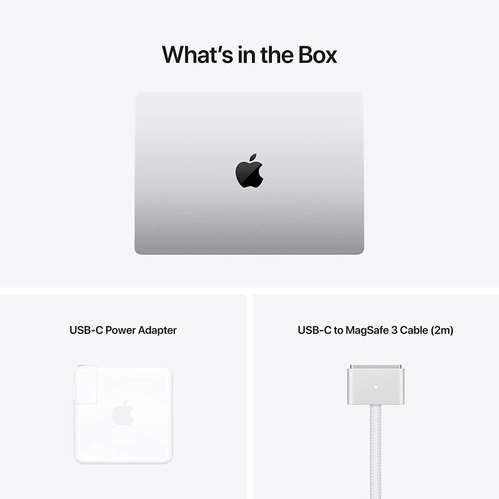 Refurbished MacBook Pro 14" Laptop, M1 Pro, 8 Core CPU, 14 Core GPU, 16GB RAM, 512GB SSD, Silver, Blue Bag U926332