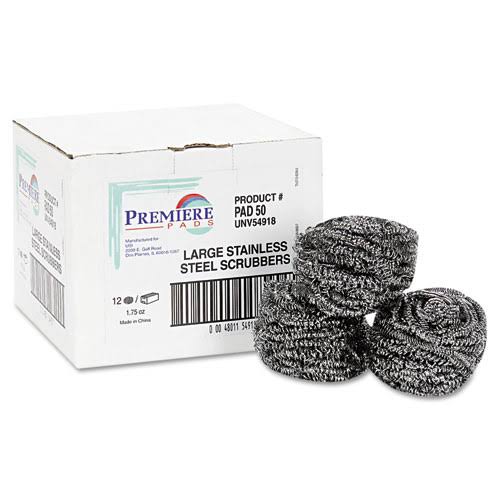 Stainless Steel Scrubbers, Medium, 72/Carton C492