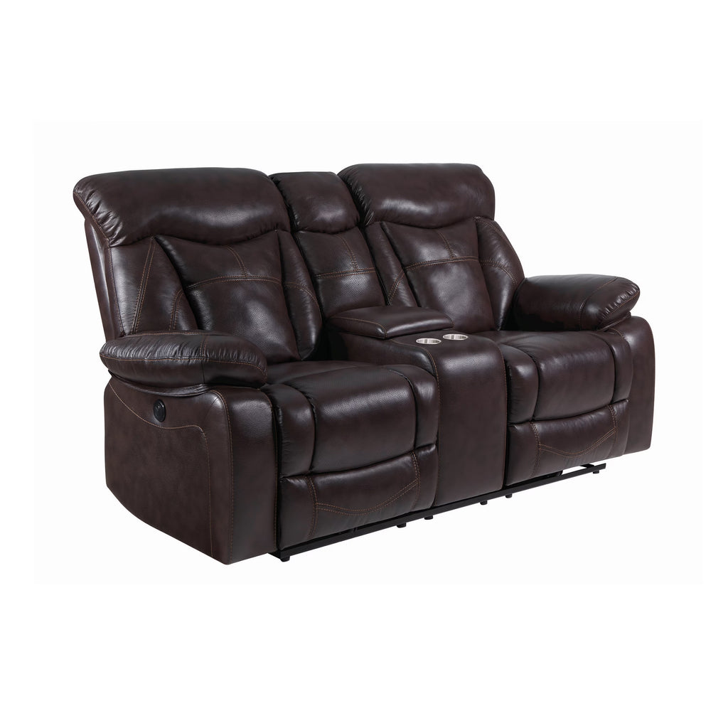 Dark Brown Motion Loveseat V45303