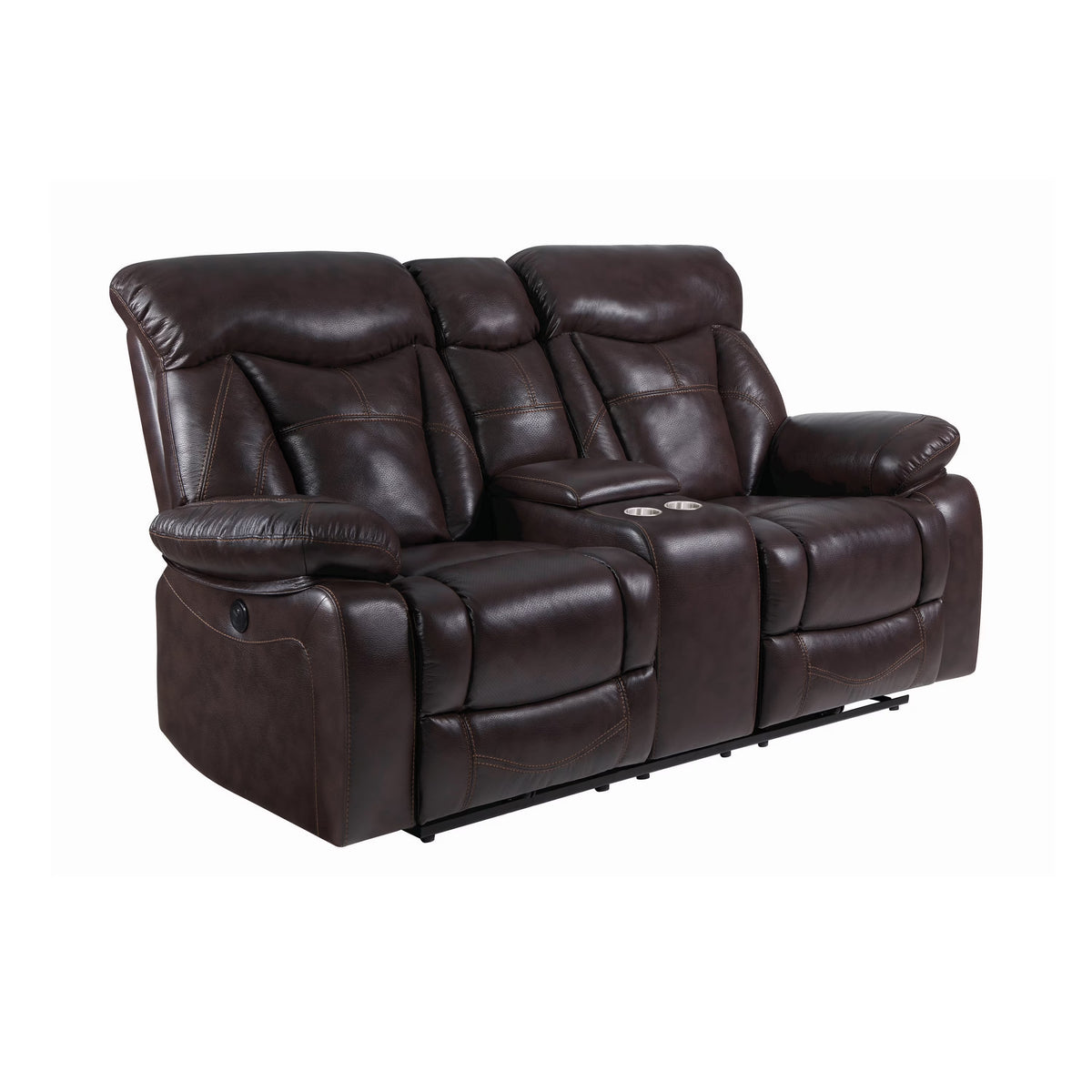 Dark Brown Motion Loveseat V45303