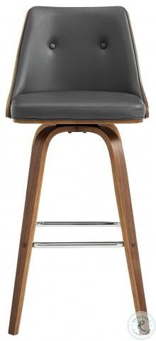 Gray Faux Leather and Walnut Wood Swivel Counter Stool F6723