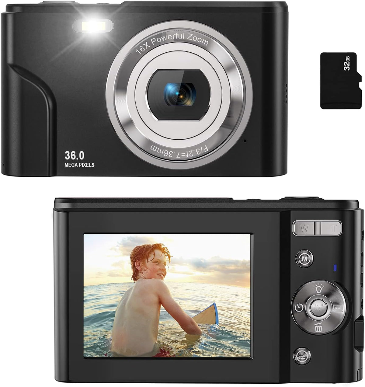 36MP Full HD 1080P Rechargeable Children's Camera with 32GB SD Card (Purple) S326062