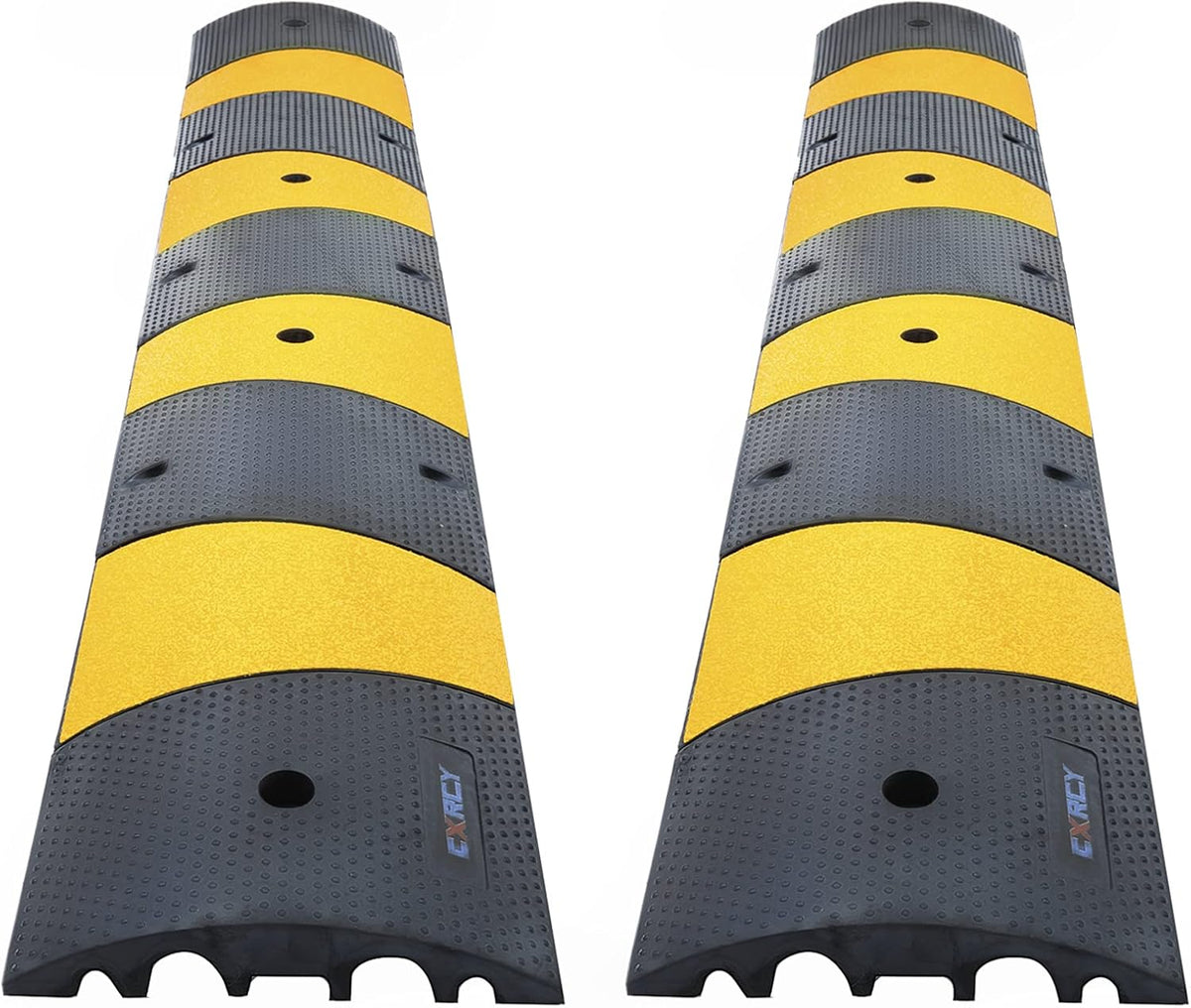 6FT Rubber Speed Bumps 2 Pack Heavy Duty Cable Protector Ramp with 8 Bolts P897