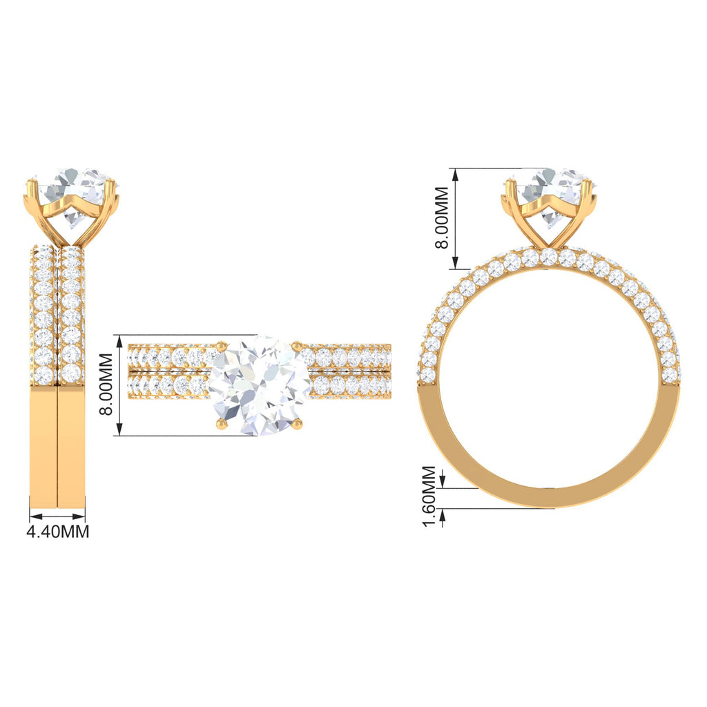 14K Yellow Gold Moissanite Solitaire Bridal Ring Set R357003