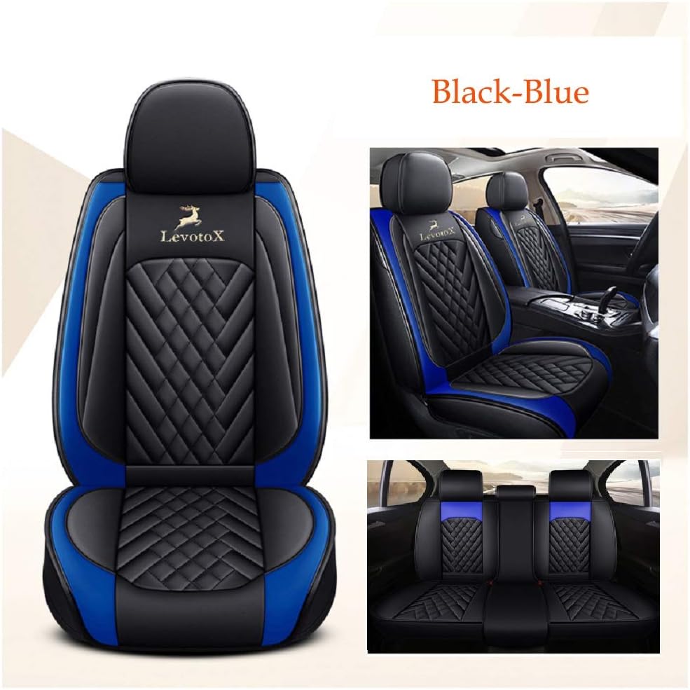 Black-Red Leather Car Seat Covers 2 Seats L89701
