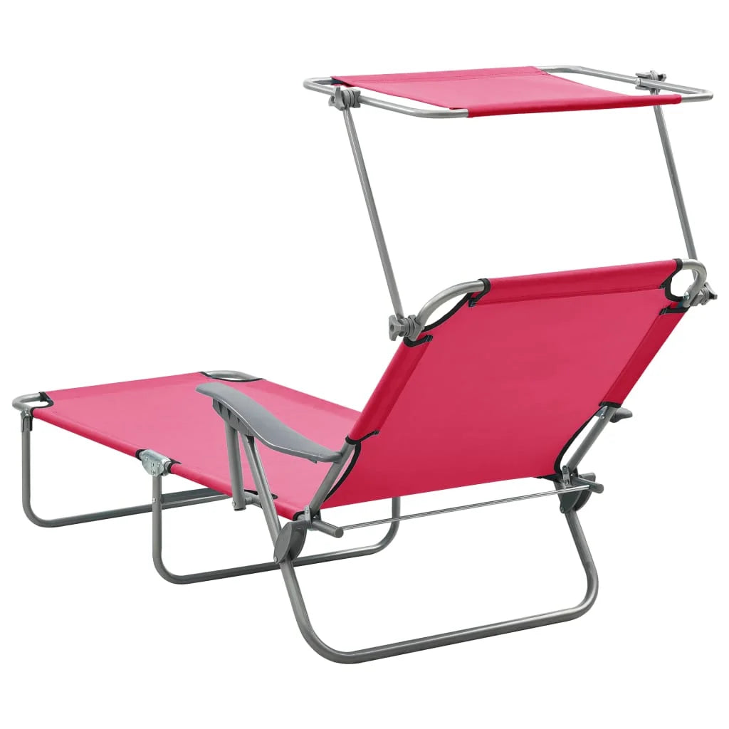 Pink Steel Sun Lounger with Canopy W631777
