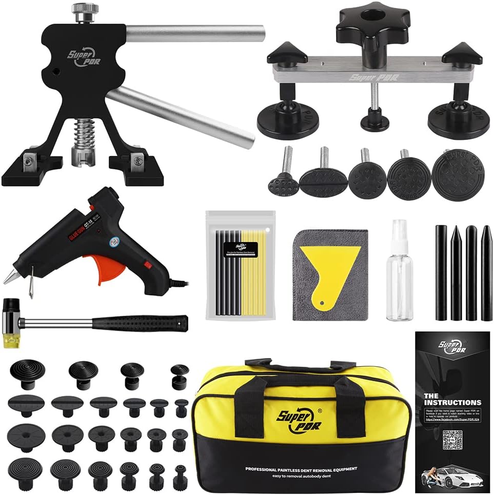 Paintless Dent Repair Kit with Bridge Dent Puller and Black Dent Lifter, Pack of 2 E685