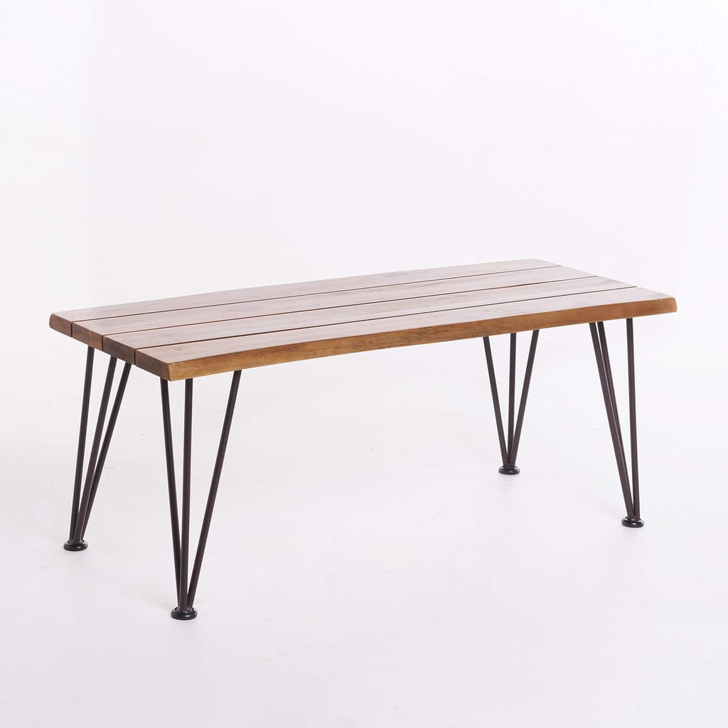 Industrial Iron and Teak Finished Acacia Wood Coffee Table L657