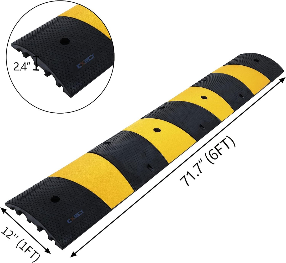 6FT Rubber Speed Bumps 2 Pack Heavy Duty Cable Protector Ramp with 8 Bolts P897