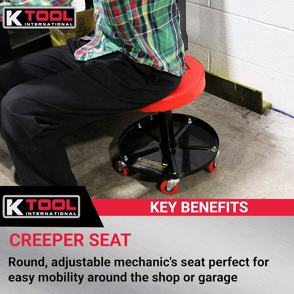 Adjustable Rolling Mechanic Seat with Pneumatic Lift, Padded Seat, Pack of 2 B849742