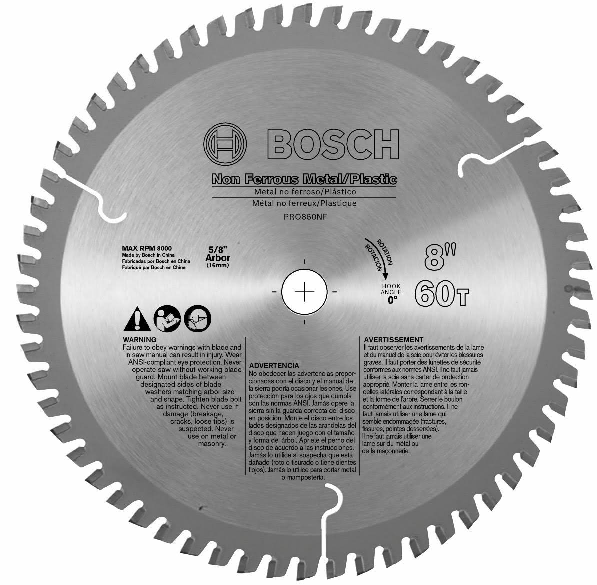 8 In. 60 Tooth Non-Ferrous Metal Cutting Circular Saw Blade N680